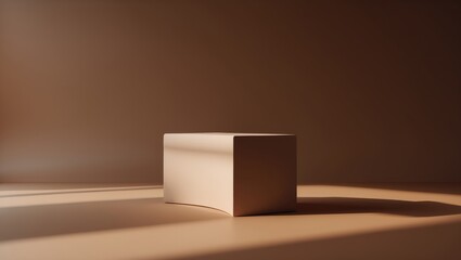  - Minimalist podium on a brown background for product illustration.