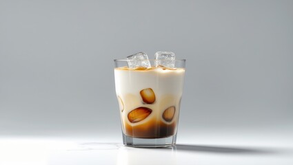 Aufkleber - Chilled latte served in a glass with transparent background