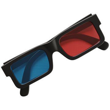 3d glasses with red and blue lenses isolated on a transparent background