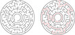 © Sukumar - Circular maze illustration with unsolved puzzle alongside the marked correct path solution