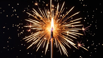 Poster - Isolated explosion of colorful firecrackers and sparkling flames on black backdrop