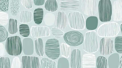 Fototapete - Soft, rounded rectangular and oval shapes mimicking smooth pebbles, forming seamless pattern with organic, soothing visual rhythm for design backgrounds