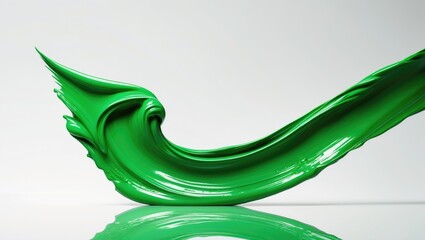 Poster - Fluid movement of green paint produces a creative, arched brushstroke