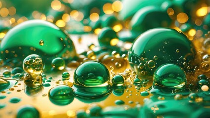 Poster - Background of abstract water bubbles and oil drops of varying sizes