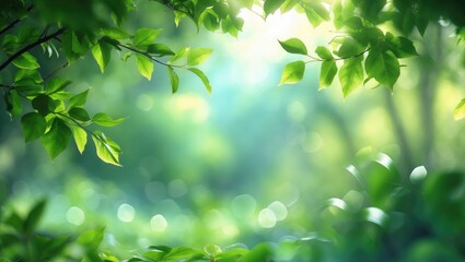 Poster - Beautiful sunny day in the woods, abstract nature backgrounds