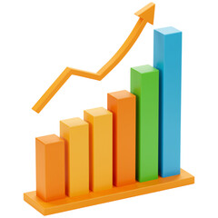 Poster - Colorful bar graph with an upward arrow isolated on a transparent background