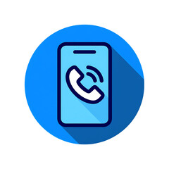 Aufkleber - 3D blue phone icon inside circle with call waves - communication concept, isolated on transparent background