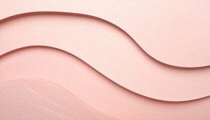 Poster - Elegant curved layers in soft pink background abstract art minimalist design studio setting horizontal view serenity and style