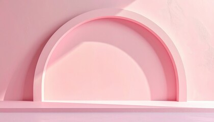Poster - Serene display of minimalist arch design interior space digital art soft lighting elevated perspective aesthetic concept