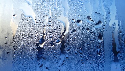 Poster - Morning dew on glass window cozy home photography indoor close-up serenity and clarity