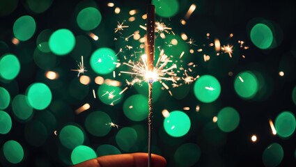 Poster - Holiday party with colorful flames, sparkles, and illuminated decorations for Christmas and New Year festivities