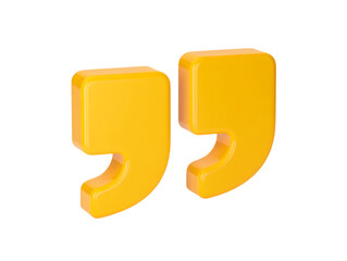 Aufkleber - 3D yellow double quote marks icon - quotation speech bubble concept, isolated on transparent background