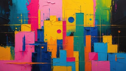 Wall Mural - colorful abstract oil painting on canvas
