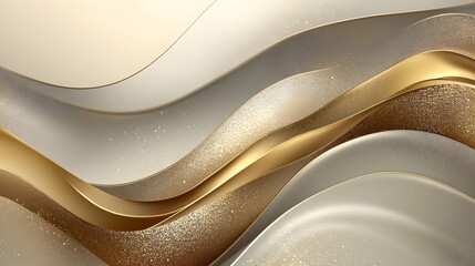 Aufkleber - Elegant golden and neutral ribbons create a dynamic and luxurious backdrop