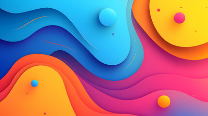 Poster - Abstract liquid shapes, vibrant color gradients and three-dimensional sphere elements