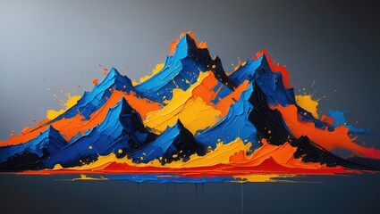 Wall Mural - vibrant mountain abstract artwork