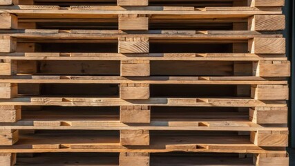 Poster - Wooden pallets stacked in a warehouse
