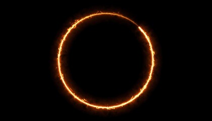 Poster - Fiery circle of light dark background digital art abstract design eye-catching concept