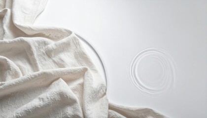 Poster - Calm water ripples on a white fabric close-up photography minimalist style indoor setting