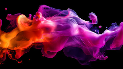 Poster - Radiant Fluidity: Abstract Blend of Vibrant Hues Against a Dark Canvas
