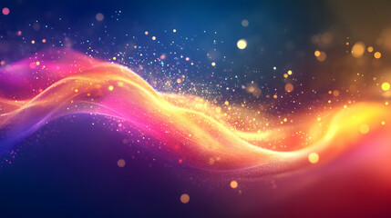 Aufkleber - Luminous energy wave with glowing particles, creating abstract dynamic design