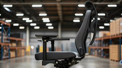 Poster - Ergonomic chair rotating in warehouse setting
