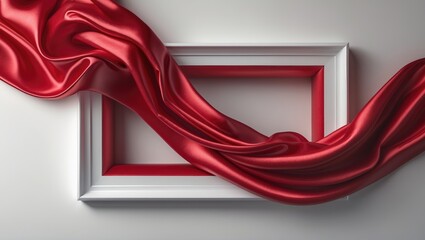 Poster - Red Satin Border Against a Plain White Canvas