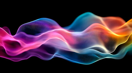 Fototapete - Abstract multicolored wavy energy flow on a black background for presentations