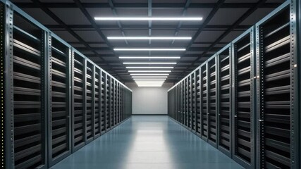 Fototapete - Server room network rack blinking lights changing colors