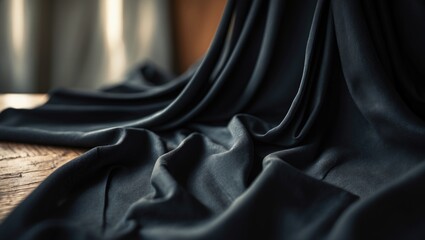 Poster - Detailed view of fabric texture. Gentle, flowing material featuring delicate folds and shadows.