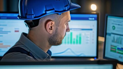 Aufkleber - Engineer monitoring graphs on computer screens in control room