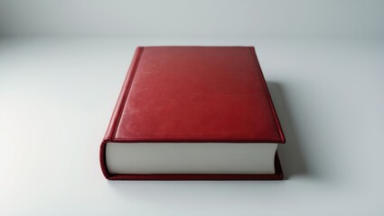 Poster - Red leather book cover mockup, front side view with empty space on background