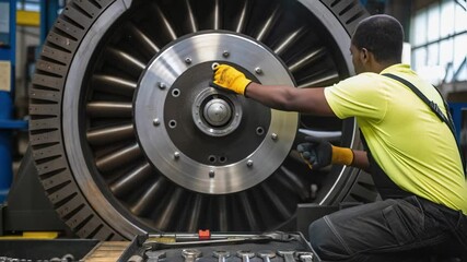 Poster - Engineer picking wrench for turbine maintenance