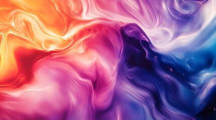 Poster - Abstract blend of warm and cool colors creating a nebula-like ethereal effect