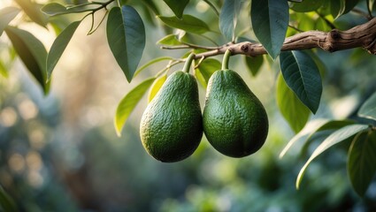 Aufkleber - Batch of fresh avocados aging on a branch