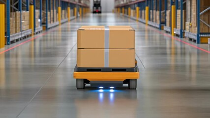 Aufkleber - Autonomous robot carrying boxes in modern warehouse