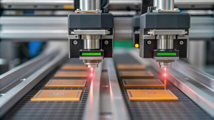 Aufkleber - Automated machine engraving circuit boards with laser in factory
