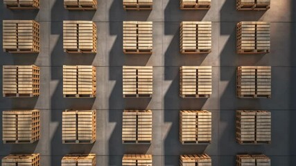 Poster - Wooden pallets growing in warehouse storage area