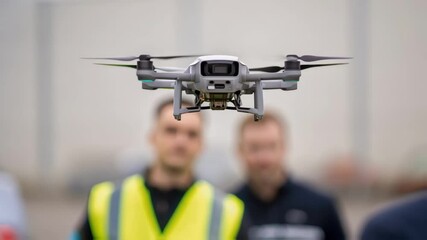 Poster - Security team piloting drone during surveillance operation