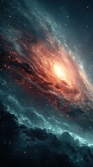 Wall Mural - vibrant galaxy swirls with cosmic colors and luminous stars in deep space during a breathtaking cele