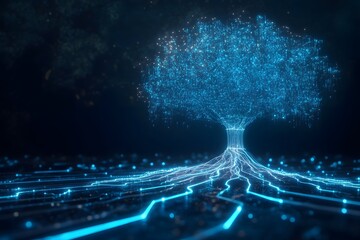 Poster - Digital tree concept illustrating network connections and technological advancements in a futuristic vision