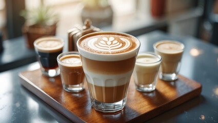 Aufkleber - White latte art cup filled with coffee.