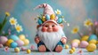© Rizvan - Charming Easter gnome against a background.