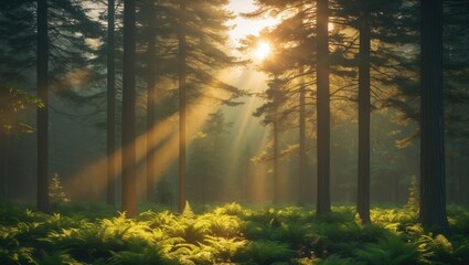 Aufkleber - Nature's green trees in a woodland view