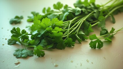 Poster - Detailed view of lively, fresh coriander foliage.