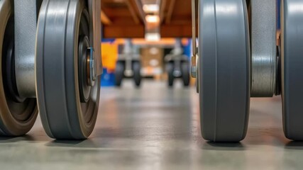 Aufkleber - Industrial cart wheels rotating on warehouse floor