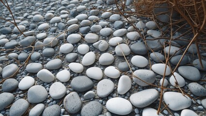 Aufkleber - Texture of white pebble stones on the ground