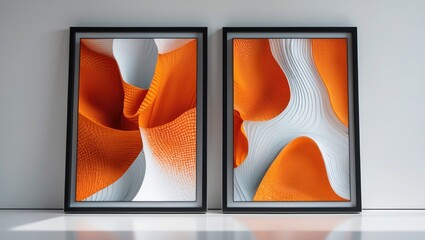 Poster - Two digital abstract images of orange backdrops