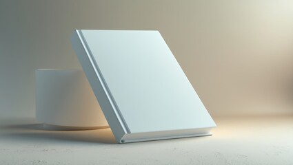Poster - Mockup of a white book, notebook, and blank notepad cover against a background.
