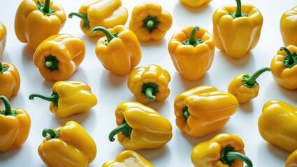 Poster - Fresh Ripe Yellow Bell Pepper and Paprika Isolated on White Background